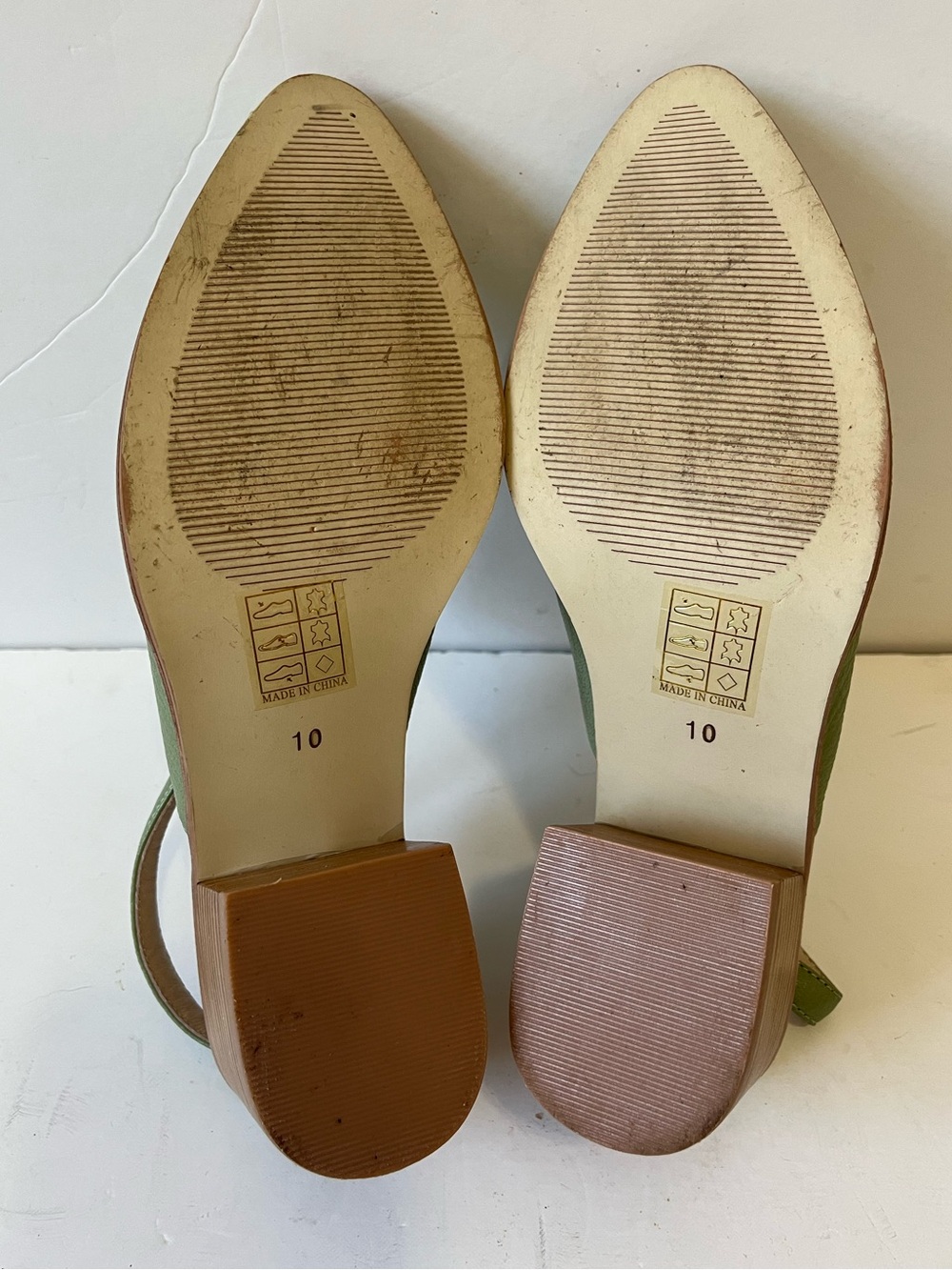 Intentionally Blank Sage Green Leather Slingback Block Heel Mules size 10 - Picture 7 of 9